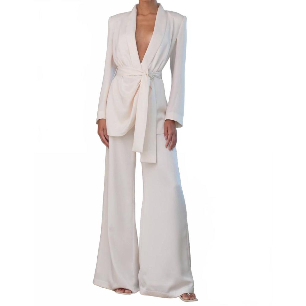 NEW MISHA liam shawl collar top in ivory